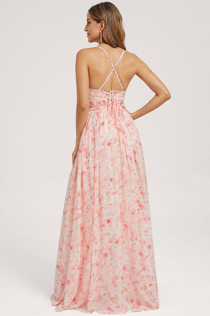 Robe Demoiselle D'Honneur Mousseline Beige - gallery 5