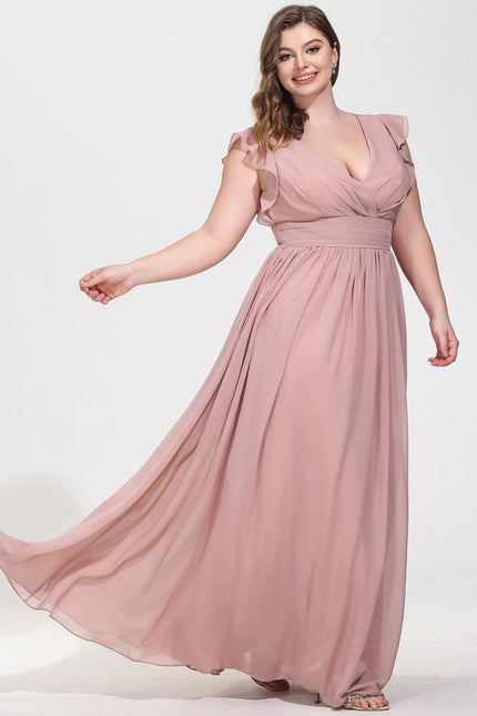 Robe Demoiselle D'Honneur À Volants Rose Pâle - gallery 7