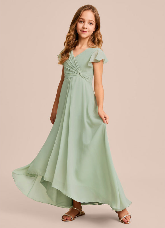 Robe Demoiselle D'Honneur Ailée Vert Pastel - gallery 4