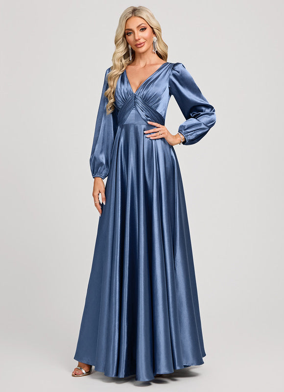 Robe Longue Satin Demoiselle D'Honneur - gallery 1