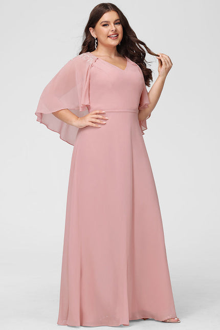 Robe Demoiselle D'Honneur Fluide Rose Pâle - gallery 7