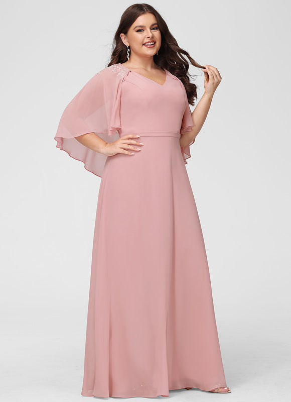 Robe Demoiselle D'Honneur Fluide Rose Pâle - gallery 7