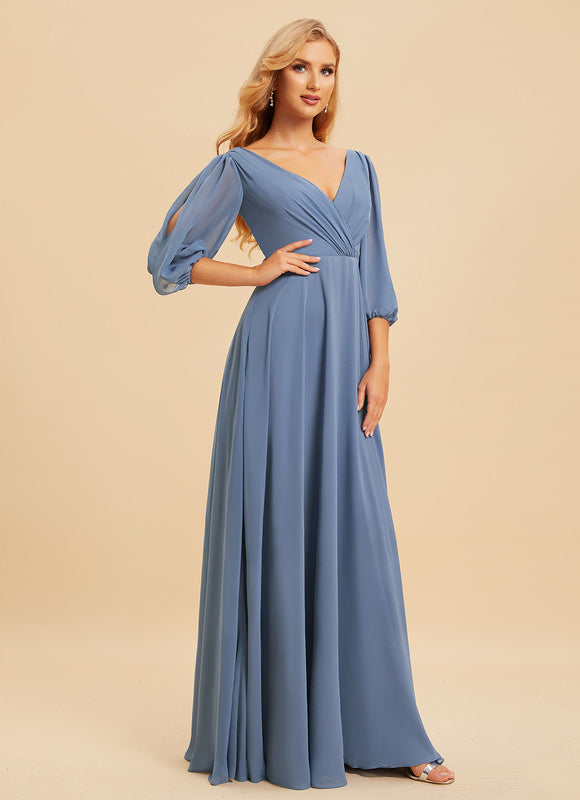 Robe Demoiselle D'Honneur À Volants Rose Pâle - gallery 2