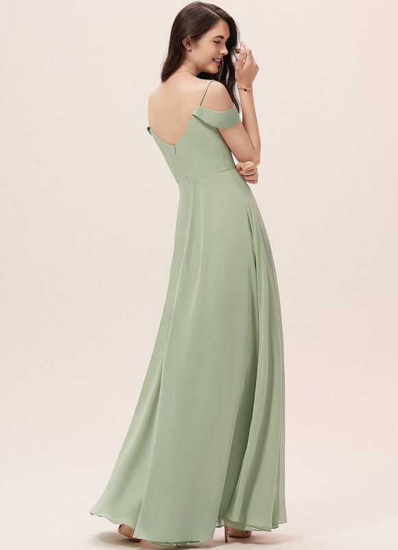 Robe Demoiselle D'Honneur Mousseline Beige - gallery 1