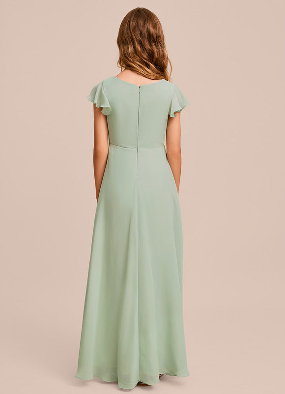 Robe Demoiselle D'Honneur Ailée Vert Pastel - gallery 5