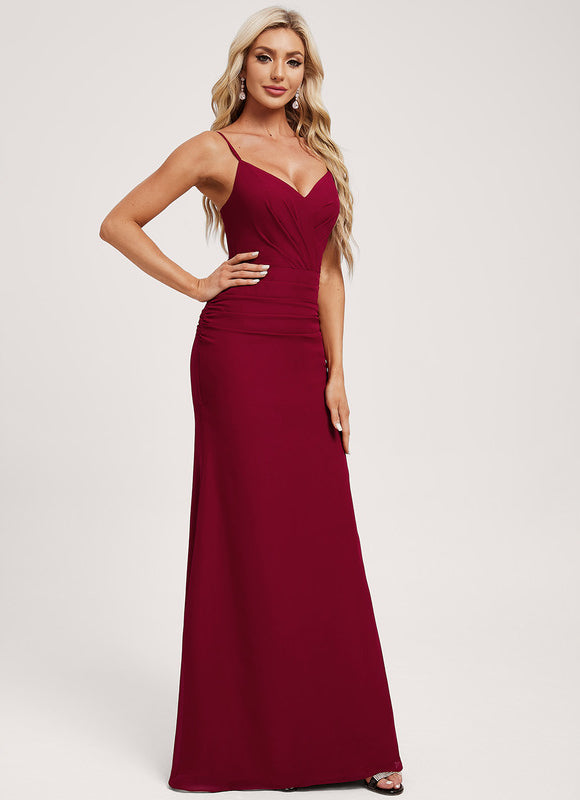 Robe Demoiselle D'Honneur Sirène Bordeaux - gallery 2