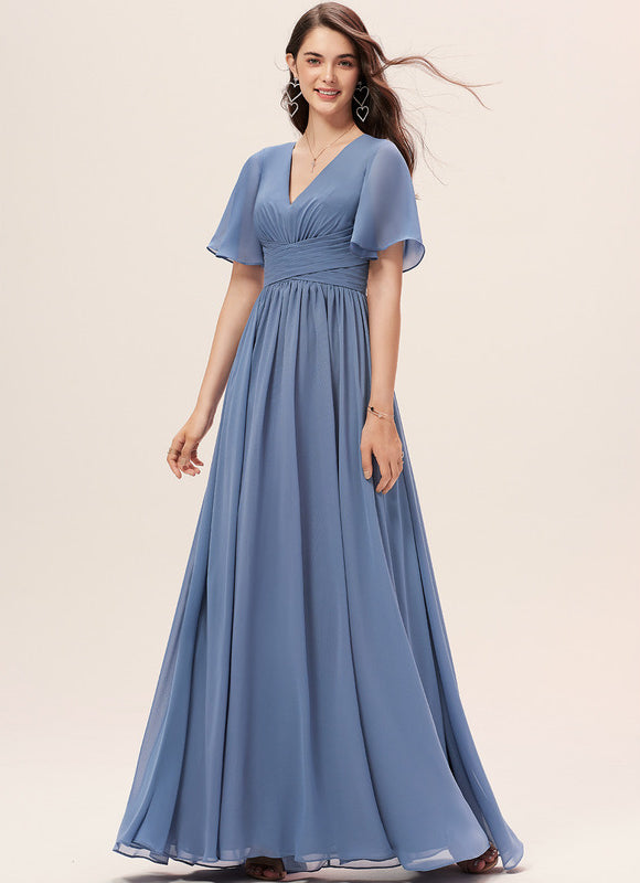 Robe Demoiselle D'Honneur À Volants Rose Pâle
