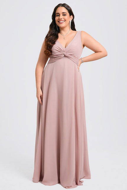 Robe Demoiselle D'Honneur Mousseline Beige - gallery 8