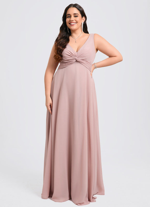 Robe Demoiselle D'Honneur Mousseline Beige - gallery 8