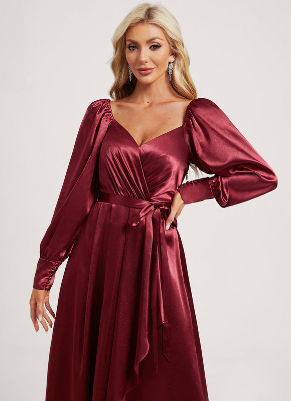 Robe Demoiselle D'Honneur En Satin - gallery 3