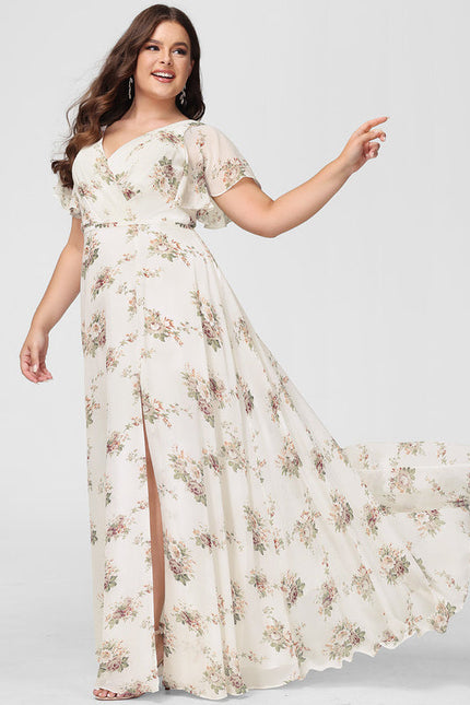 Robe Demoiselle D'Honneur Mousseline Beige - gallery 9