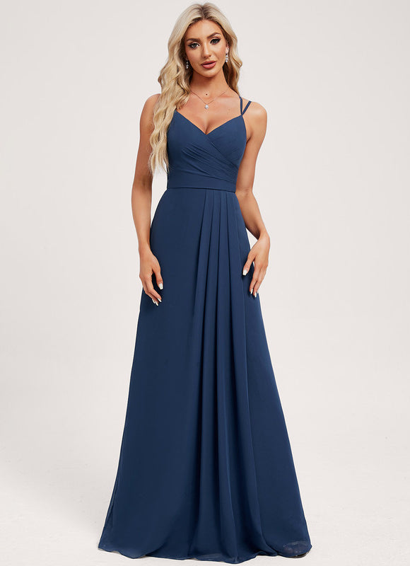 Robe Demoiselle D'Honneur Mousseline Beige - gallery 1