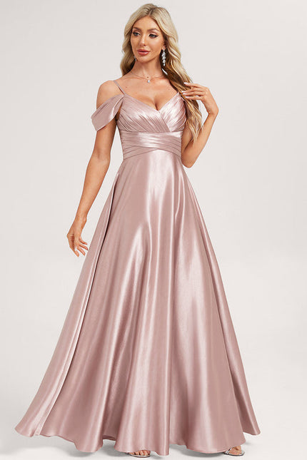 Robe Demoiselle D'Honneur Satin Rose Poudré